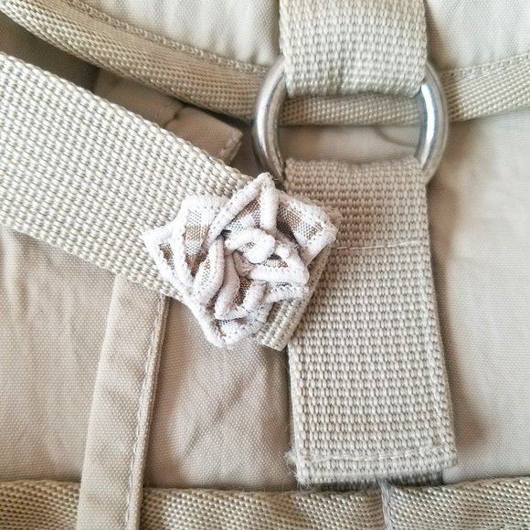 CORTILE Tan Girls Woman Drawstring Top Backpack with Doll and Flower Accent - Picture 4 of 12